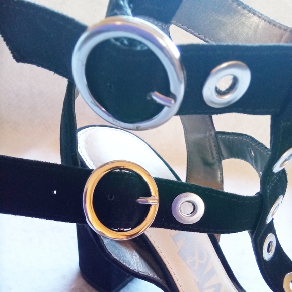 Sam & Libby black suede double buckle heels - Picture 10 of 11